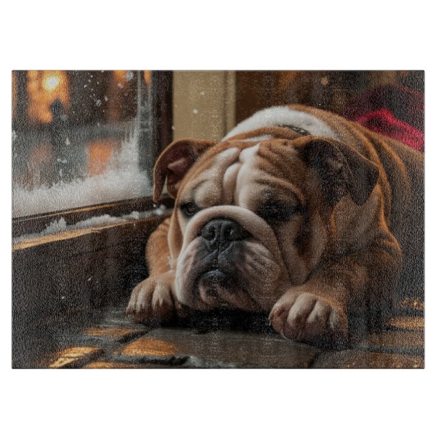 Bulldog med julbelysning Holiday (Framsidan)