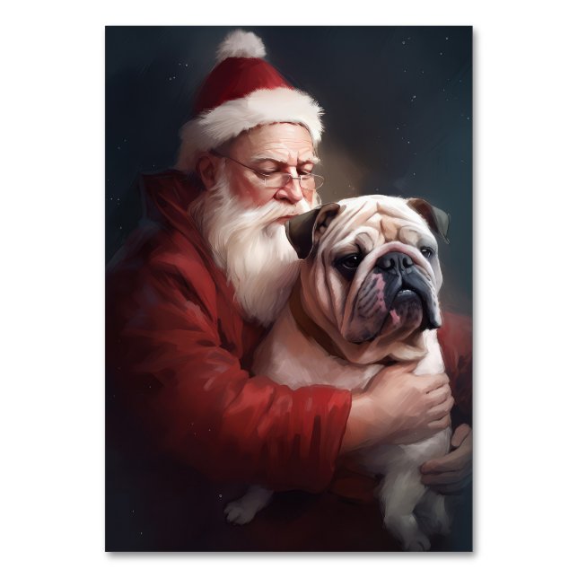 Bulldog med Jultomten under julhelgen Bordsnummer (Framsidan)