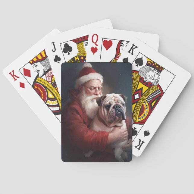 Bulldog med Jultomten under julhelgen Casinokort (Baksidan)
