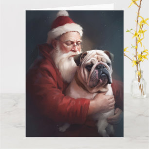 Bulldog med Jultomten under julhelgen Kort