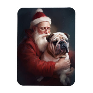 Bulldog med Jultomten under julhelgen Magnet