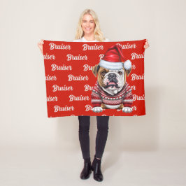 Bulldog med Namn Patternerad jul Fleecefilt