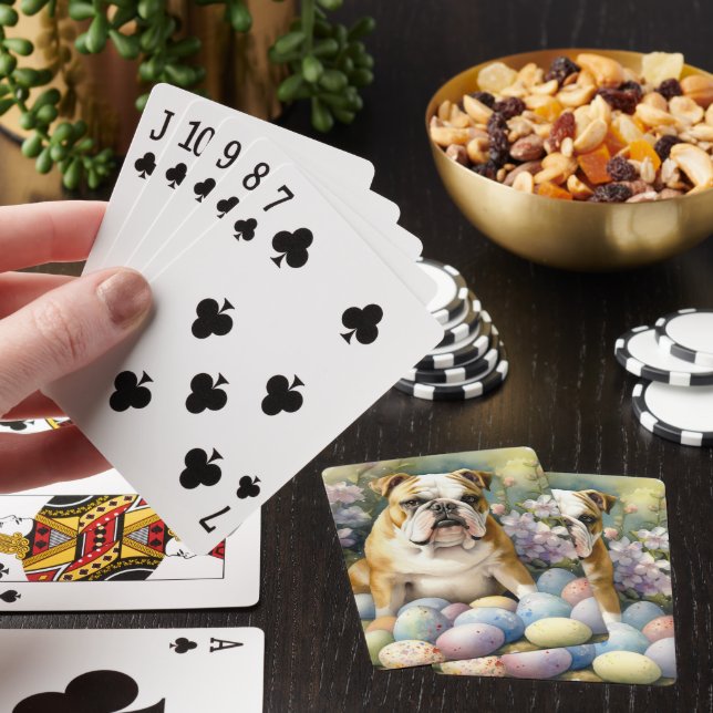 Bulldog med påskägg semester casinokort (På plats)