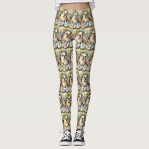 Bulldog med påskägg semester leggings