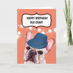 Bulldog med plaid hat British gamle chap humor Kort