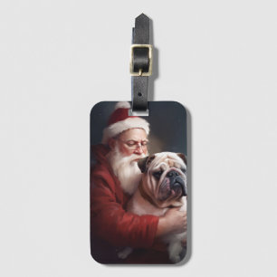 Bulldog med tomte Festiv jul Bagagebricka