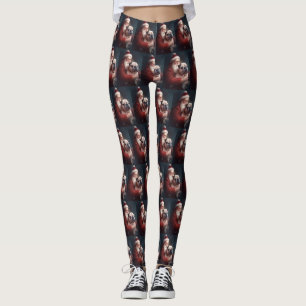 Bulldog med tomte Festiv jul Leggings
