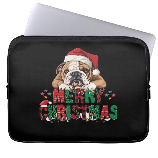 Bulldog - Merry Christmas Dog Classic T-Shirt Laptop Fodral (Framsidan)