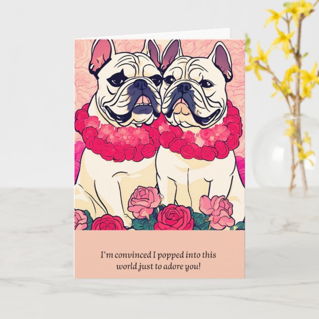 bulldog message happy birthday kort (Gul blomma)