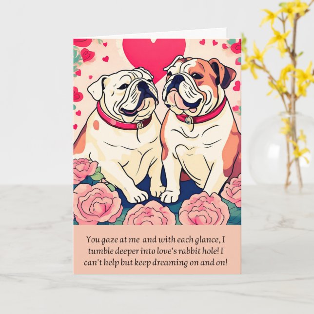 bulldog message happy birthday kort (Gul blomma)