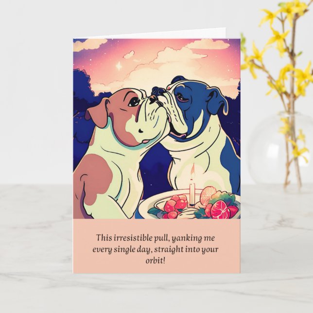 bulldog message happy birthday kort (Gul blomma)