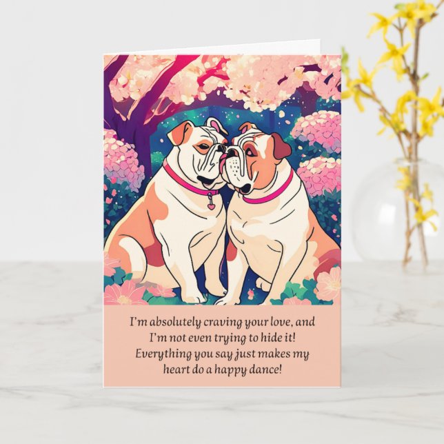bulldog message happy birthday kort (Gul blomma)