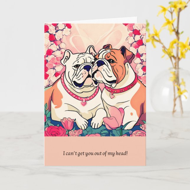 bulldog message happy birthday kort (Gul blomma)