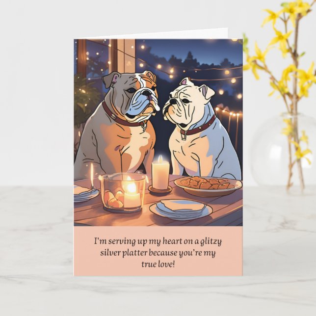 bulldog message happy birthday kort (Gul blomma)