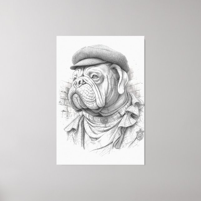 Bulldog Minister Marble Statue Canvas Art (Framsida)