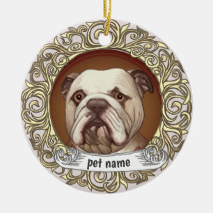 Bulldog Minnesornament Julgransprydnad Keramik