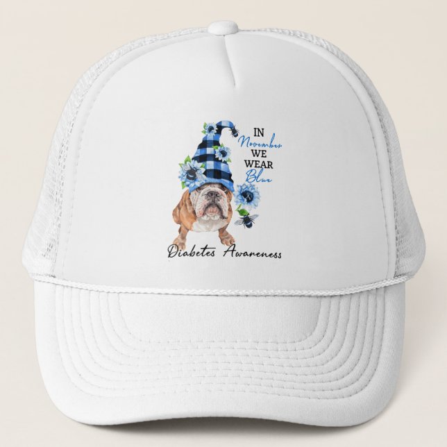 Bulldog November Vi Bära Blue Diabetes Awareness Keps (Framsida)