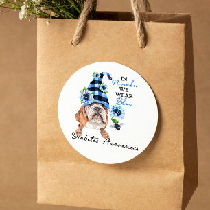 Bulldog November Vi Bära Blue Diabetes Awareness Runt Klistermärke