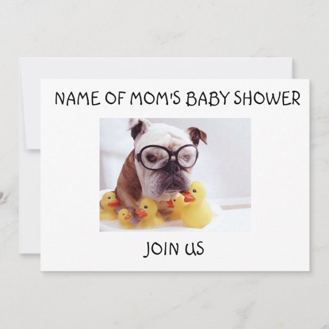 BULLDOG OCH GUMMIREDUCKIER BABY SHOWER INVIKELSE INBJUDNINGAR (Framsida)