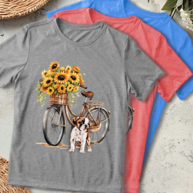 Bulldog och Solros Bicycle T Shirt (Skapare uppladdad)