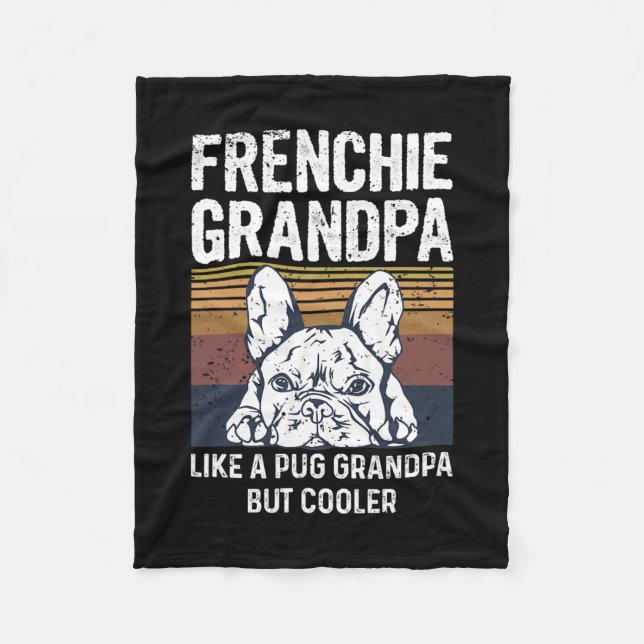 Bulldog-offert för din Frenchie Grandpa Fleecefilt (Framsidan)