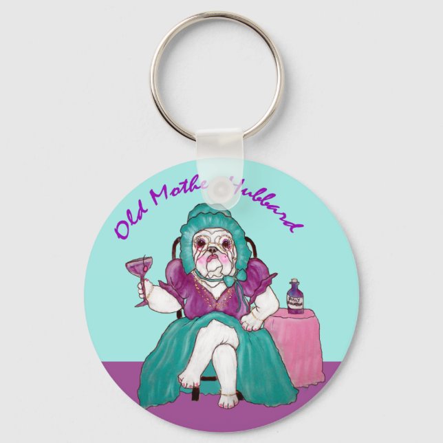 Bulldog Old Mor Hubbard Nyckelring (Framsida)