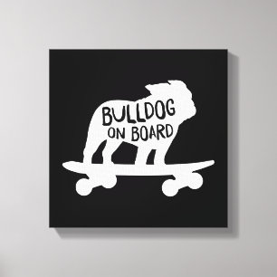 Bulldog ombord Skateboarding Hund Silhouette Canvastryck