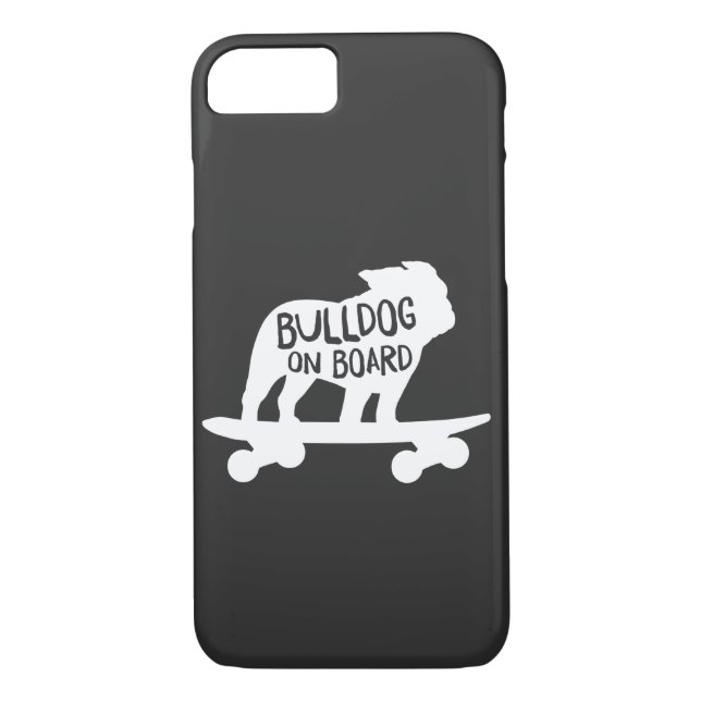 Bulldog ombord | Skateboarding Hund Silhouette Case-Mate iPhone Skal (Baksida)