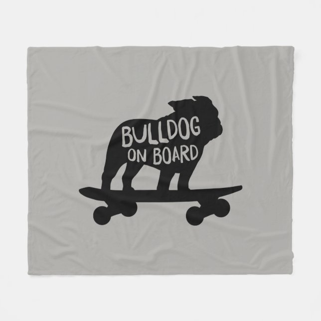 Bulldog ombord | Skateboarding Hund Silhouette Fleecefilt (Framsidan (Horisontell))