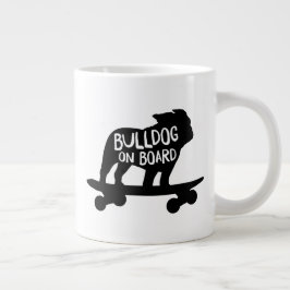 Bulldog ombord | Skateboarding Hund Silhouette Jumbo Mugg