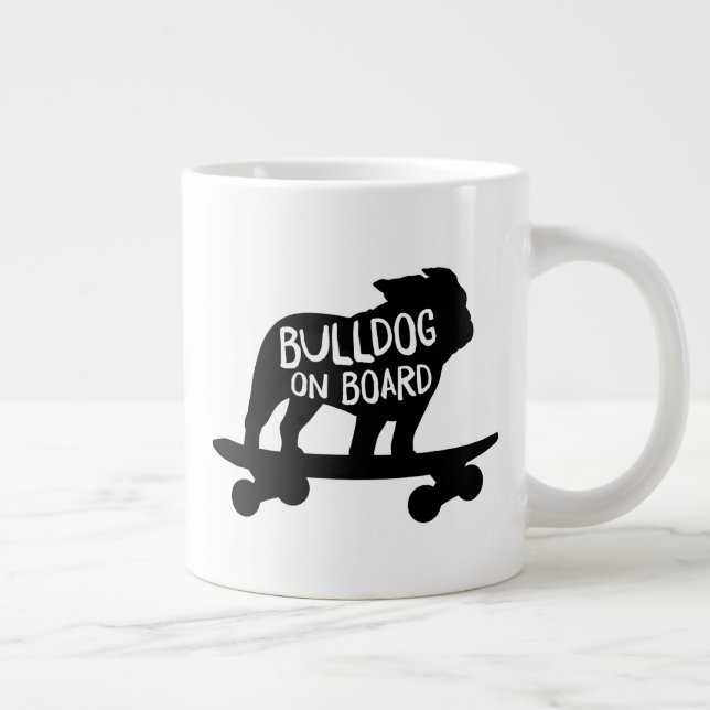 Bulldog ombord | Skateboarding Hund Silhouette Jumbo Mugg (Höger)