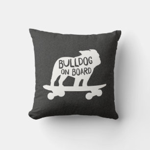Bulldog ombord Skateboarding Hund Silhouette Kudde