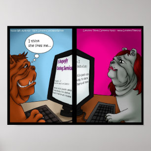 Bulldog Online Dating Funny Poster