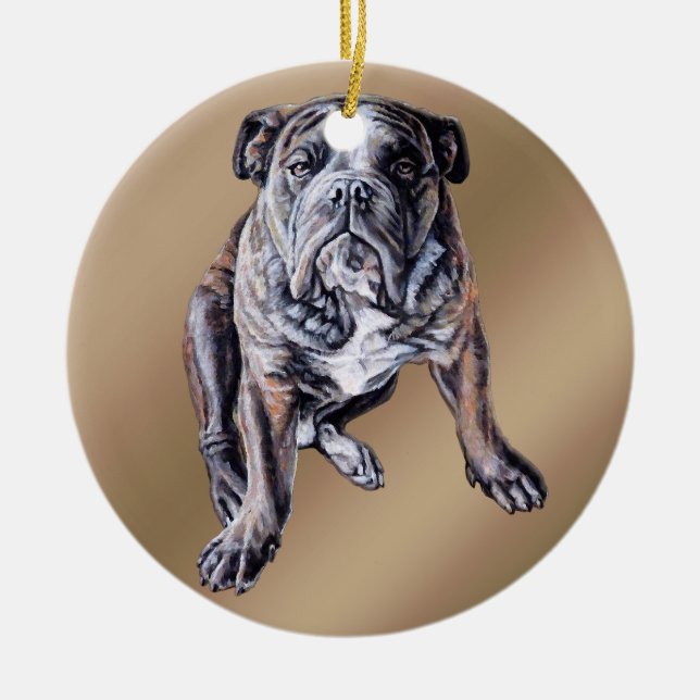 Bulldog Ornament Personlig English Bulldog Gift (Framsidan)