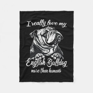 Bulldog Outfit Kärlek My English Bulldog Fleecefilt