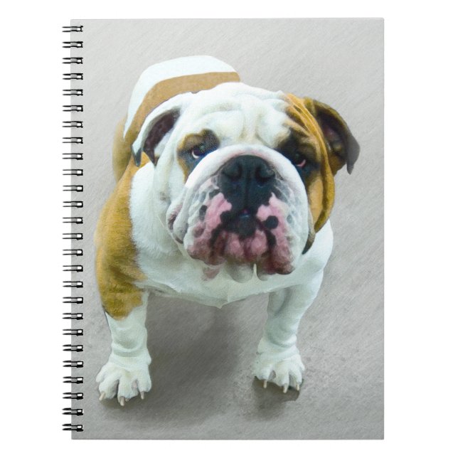 Bulldog Painting - Cute Original Hund Art Anteckningsbok (Framsidan)