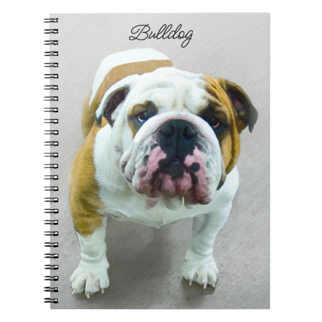 Bulldog Painting - Cute Original Hund Art Anteckningsbok (Framsidan)