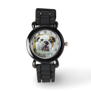 Bulldog Painting - Cute Original Hund Art Armbandsur