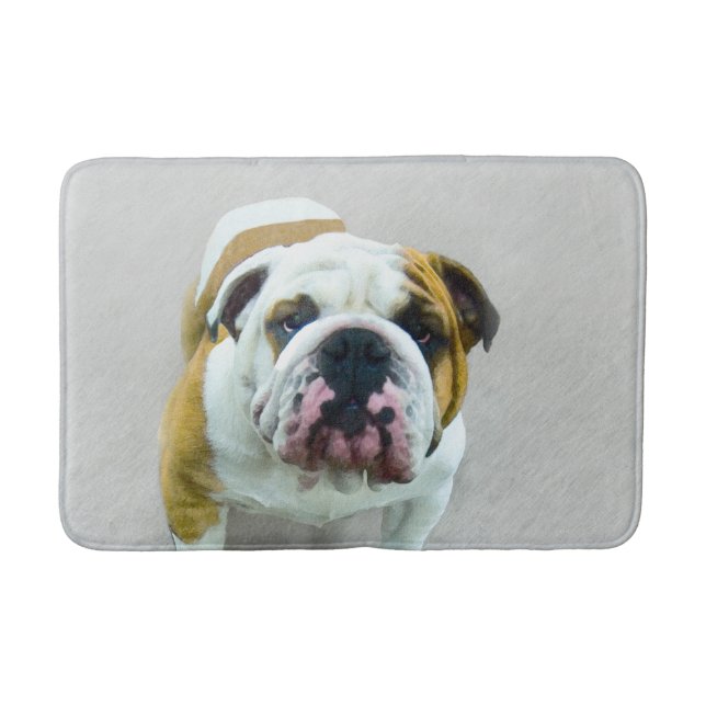 Bulldog Painting - Cute Original Hund Art Badrumsmatta (Framsidan)