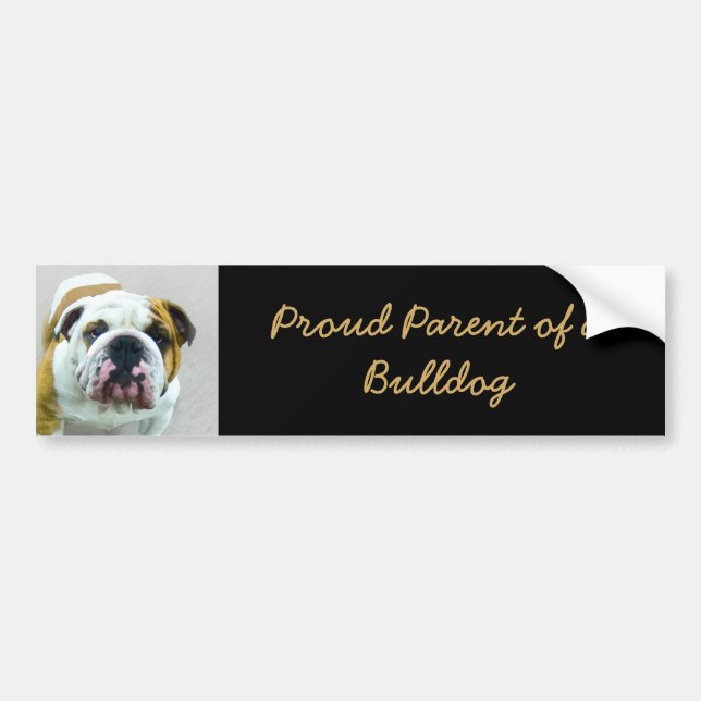Bulldog Painting - Cute Original Hund Art Bildekal (Framsidan)
