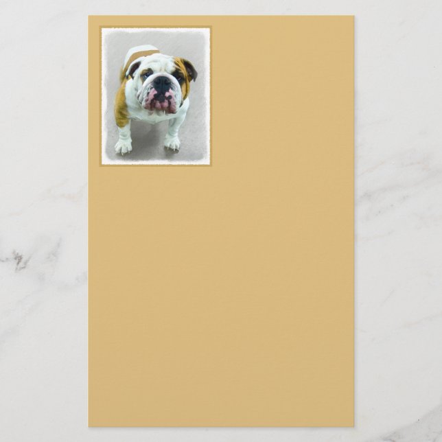 Bulldog Painting - Cute Original Hund Art Brevpapper (Framsida)