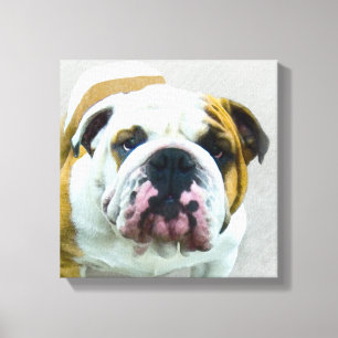 Bulldog Painting - Cute Original Hund Art Canvastryck