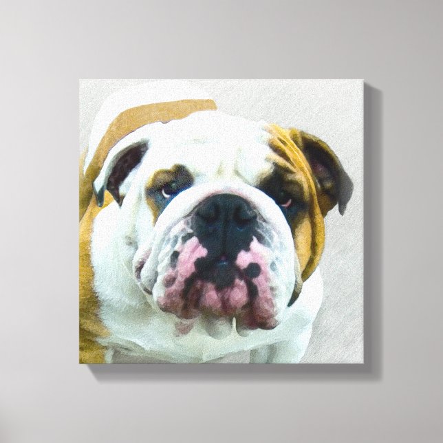 Bulldog Painting - Cute Original Hund Art Canvastryck (Framsida)