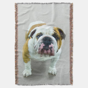 Bulldog Painting - Cute Original Hund Art Filt