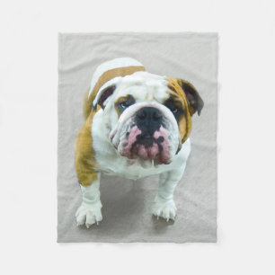 Bulldog Painting - Cute Original Hund Art Fleecefilt