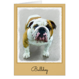 Bulldog Painting - Cute Original Hund Art Hälsningskort