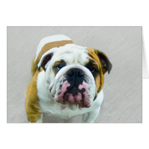 Bulldog Painting - Cute Original Hund Art Hälsningskort