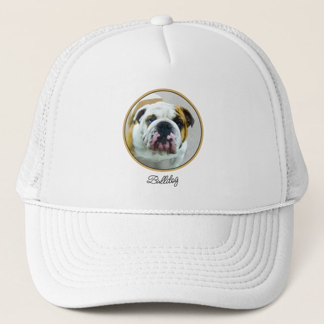 Bulldog Painting - Cute Original Hund Art Keps (Framsida)