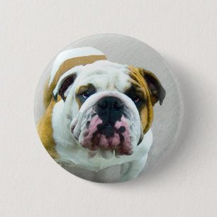 Bulldog Painting - Cute Original Hund Art Knapp