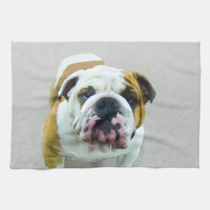 Bulldog Painting - Cute Original Hund Art Kökshandduk
